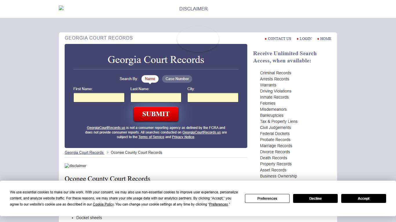 Oconee County Court Records GeorgiaCourtRecords.us
